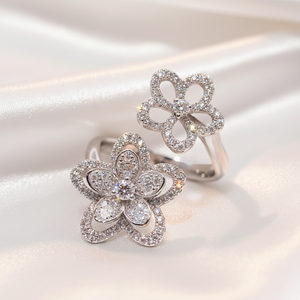 Anillos de Compromiso de Moissanita VVS con Diseño Floral Abierto, Modernos y Personalizados, en Plata de Ley 925, para Mujer, Regalo de Aniversario o Boda - Product Image 4