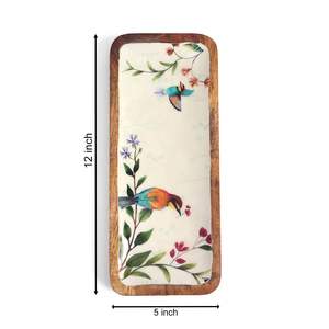 Plateau rectangulaire en bois émaillé Canary, fait main, plus durable et fiable, plateau décoratif pour hôtels et cafés - Product Image 2