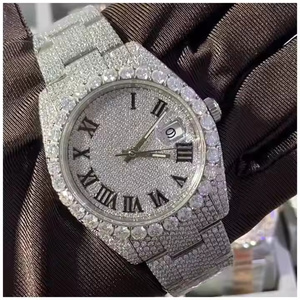 Montre à quartz haut de gamme Hip Hop Iced Out pour hommes avec cadran en moissanite et design de lunette glacée - Product Image 4