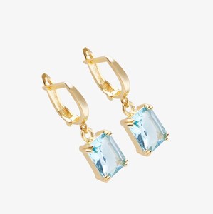 Pendientes colgantes de aguamarina, piedra de nacimiento de marzo, gema azul, plata de ley 925, chapados en oro de 14 quilates, regalo para ella - Product Image 1