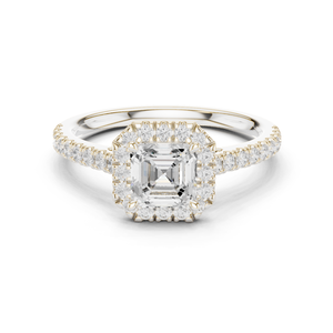 แหวนหมั้นเพชรทรง Asscher Cut ประดับด้วยเพชรแบบ Halo ผลิตจากทองคำขาว 14k คุณภาพเยี่ยมจากผู้ผลิต OEM ขายส่งเครื่องประดับคุณภาพสูง - Product Image 1