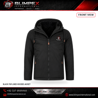 Blouson Bomber Homme Personnalisable avec Capuche, Coupe Venteuse Hiver, Fermeture Éclair Décontractée, Coupe Droite, Noir, Polyester Fin