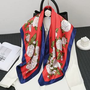 Pañuelo de Seda Amarillo Mostaza con Estampado de Hojas de <span class=keywords><strong>Palma</strong></span> Tropical para Mujer, para Usar como Turbante o Decoración para Bolsos de Paja - Product Image 2