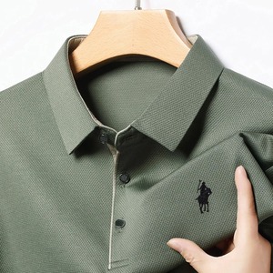 Chemise en jersey respirant brodé pour homme, à manches longues, col à revers, style décontracté et luxueux, pour usage quotidien, couche de base, séchage rapide - Product Image 2