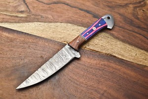 Cuchillo de Chef de Acero de Damasco con Punta Caída, Mango de Madera, Borde Recto, Grosor de 0.6mm, OEM Personalizable, Grado Industrial - Product Image 3