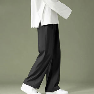 Pantalones Largos Casuales de Pierna Ancha para Hombre, Estilo Vintage, Cintura Media, con Cierre de Cremallera y Aspecto Arrugado, Suministro ODM de Alta Calidad - Product Image 2