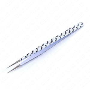 Pince à épiler en acier inoxydable en forme de I pour isolation des cils, applicateur d'extensions de cils à pointe en fibre, conception enduite de papier - Product Image 4