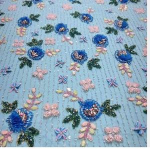Designer Woven Weft Embroidery <b>Fabric</b> 100% Polyester for Evening Gown Beaded with Zircon Luxury Outfit Best Price Supplier - Product Image 2
