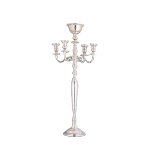 90cm 5 Arm <b>Silver</b> Candelabra | Tall Metal Candle Holder Stand | Luxury Wedding Table Centerpiece | Elegant <b>Candlestick</b> for Home - Product Image 2