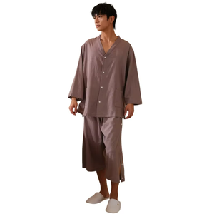 Conjunto de Pijama Gris de Manga Larga para Hombre, Cómodo para Primavera y Verano - Product Image 1