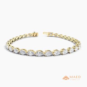 สร้อยข้อมือเทนนิสโมอิสซาไนต์ทรงลูกแพร์สำหรับผู้หญิง ชุบทอง 18K สร้อยข้อมือหรูหรา ของขวัญ - Product Image 1