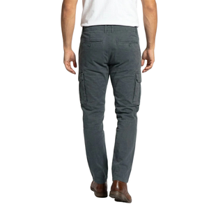 Pantalon cargo gris anthracite pour homme, coupe droite, style décontracté en coton, avec poches à rabat latérales, taille boutonnée et jambes droites - Product Image 2