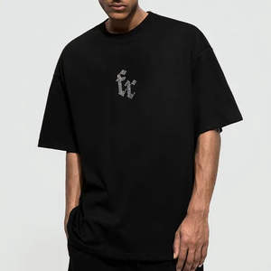 Camiseta de manga corta para hombre, cuello redondo, estilo urbano, 100% algodón, tejido de punto, letras de diamantes de imitación, estampado DTF de dibujos animados, prensado en caliente. - Product Image 2