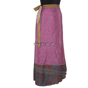 Magic <b>Wrap</b> <b>Skirt</b> Multi Wear Vintage Sari Silk <b>Wrap</b> Boho Stylish Multi Color Summer Wear Comfortable Fashion Hippie Style - Product Image 4
