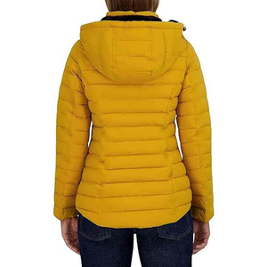 2026 Top selling Women's Yellow Quilted Winter Jacket With <b>Fur</b> <b>Trim</b> Hood Full Sleeve Polyester Wadding Thick Zipper Closure - Product Image 4
