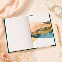 LABON Carnets écologiques personnalisables en tissu de lin avec logo doré Couverture verte Agenda A5 Journal de lecture pour amoureux des livres