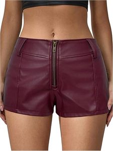 Shorts de Cuero Sintético para Mujer, Estilo Ciclista, Cintura Alta, PU, Diseño Moderno, Fabricante OEM ODM - Product Image 4