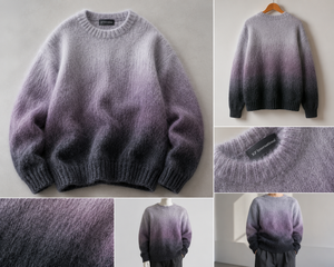 Pull en mohair tricoté ombré pour homme KP International, en laine et acrylique, à rayures, anti-plis, manches standard, coupe classique, pour l'hiver - Product Image 5
