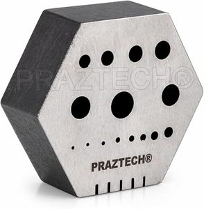 Bloc de banc de réparation hexagonal en acier trempé avec trous et fentes – Bloc de bijoutier pour le martelage, le perçage et la réparation de montres - Product Image 1
