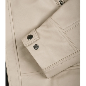 2026 OEM Most Selling Beige Original Cowhide Leather <b>Jacket</b> For Men's Zipper Pockets High Quality Low MOQ <b>Heated</b> Fashion <b>Jackets</b> - Product Image 4