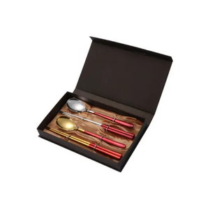 Brass Cutlery <b>Spoon</b> Flatware Sets Restaurants Partyware Dinner <b>Table</b> Decor 4 Pieces gifts Packing Box Best Price - Product Image 4
