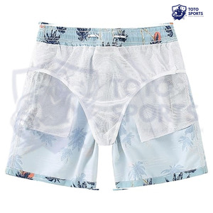 Short de bain homme en polyester, séchage rapide, nouveau design, imprimé personnalisé, doux, respirant, tendance, léger, nouvelle arrivée - Product Image 2