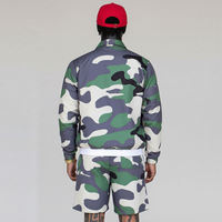 Survêtement long coupe-vent en coton 100% imperméable, imprimé délavé à l'acide, style streetwear, à capuche, pour homme, sur mesure