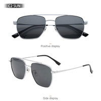 Lunettes de soleil minimalistes carrées à double pont en alliage pour hommes, idéales pour la conduite en extérieur, personnalisables en gros (OEM)