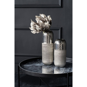 Florero de Metal Plateado Martillado de Diseño Moderno, Floreros Decorativos de Aluminio Hechos a Mano para Mesa, Suministros para el Hogar y Hoteles - Product Image 1