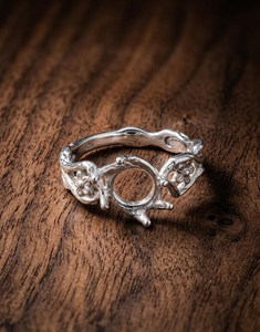 Anillo de Plata de Ley 925 con Diseño de Rama de Flor, Base para Anillo de 7mm, Anillo en Blanco para DIY, Fabricación de Joyería con Piedras Preciosas - Product Image 3