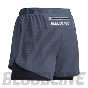 BLOODLINE Men's Blue Sport Shorts With Pockets Quick Dry Elastic Waist <b>Mid</b> Length Sublimation Print Design - Product Image 3