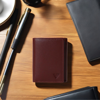 Dompet lipat tiga pria Premium, buatan tangan kulit sapi asli kapasitas besar panjang pendek katun lapisan lipat penutup hadiah sempurna