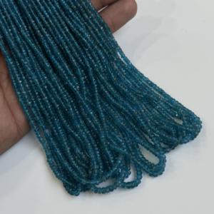 Perles facettées rondes en apatite néon naturelle AAA, 3-4 mm, apatite bleue, pour la fabrication de bijoux, fournisseur en gros - Product Image 6