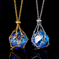 Kalung Resin Biru Ungu Cerah dengan Inti Cair D20, Liontin Dadu Polihedral 22mm, Lukisan Tangan Ramah Lingkungan untuk Dungeons & Dragons RPG