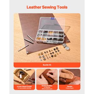 Kit di 61 Utensili per Lavorazione Pelle con Borsa Portatile in Tela per Incisione, Cucitura, Stampaggio e Levigatura - Product Image 5