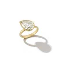 Bague de fiançailles solitaire en or 14k 18k avec diamant de laboratoire taille poire East West 3,5 carats pureté VS, sertie clos, certifiée IGI, bijoux fins