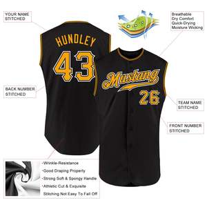 OEM Sleeveless Baseball Team Uniform Lightweight Polyester Button Front Jersey Custom Embroidery Screen Print XS-7XL Sports Vest - Product Image 2