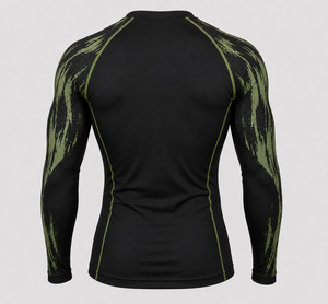 T-shirt de compression à manches longues pour homme, personnalisé, séchage rapide, vert olive, pour la gym, le fitness et l'entraînement sportif - Product Image 2