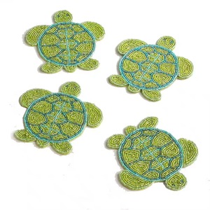 CRYSTAL CRAFT Beaded Bohemian Style Eco-Friendly Coaster Placemat Set Handmade Fabric <b>Table</b> Coasters for <b>Wine</b> Glasses Indoor - Product Image 4