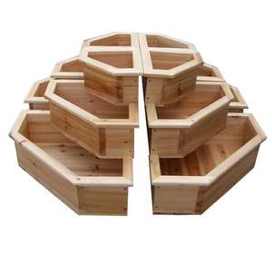 Jardinière Circulaire en Bois à Niveaux Multiples avec Compartiments Polygonaux, Bac de Jardin Surélevé Rustique Décoratif pour Légumes et Herbes d'Extérieur - Product Image 1