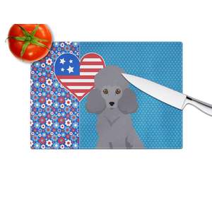 USA American Toy Caniche gris Design Planche à découper en verre trempé de grande taille pour la cuisine servant des assiettes décoratives - Product Image 4