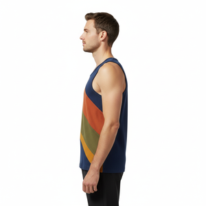 เสื้อกล้ามแผงสีบล็อกของผู้ชายพรีเมี่ยม-ระบายอากาศได้หลากสีสำหรับยิมและสตรีทแวร์ - Product Image 4