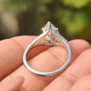 Anillo de Promesa de Aniversario con Moissanita Corte Marquesa para Mujer, de Lujo, Plata de Ley 925 con Baño de Rodio, Joyería Fina para Fiesta - Product Image 2