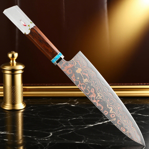 Cuchillo de Chef Japonés de 8 Pulgadas, Acero de Damasco con 33 Capas de Cobre, Cuchillo de Cocina Profesional, Hoja Afilada para Rebanar y Picar - Product Image 1