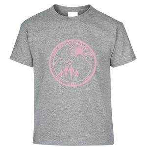 เสื้อยืดแขนสั้นลายกราฟิกสำหรับเด็กเฮเทอร์ เกรย์สีชมพูพิมพ์ลายรอบคอกลมลำลองน้ำหนักเบาเสื้อยืดแฟชั่นสำหรับทุกวัน - Product Image 1