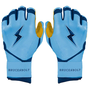 Blue Leather Batting Glove Full Finger Padded <b>Hook</b> And Loop Closure Unisex Adult Training - Product Image 3
