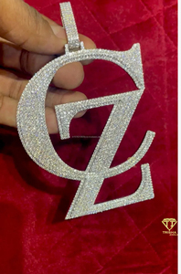 จี้ตัวอักษร "CZ" แบบสั่งทำพิเศษ สไตล์ฮิปฮอป ประดับเพชรโมอิสซาไนต์ พร้อมสร้อยคิวบัน - Product Image 3
