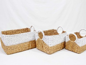 Panier de rangement multifonctionnel en jacinthe d'eau écologique moderne avec poignées pour la lessive à la maison - Product Image 5