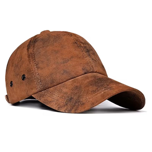 Nouvelles casquettes de sport en cuir marron tendance 2026, faites sur mesure, durables, finition vieillie, style streetwear décontracté, prix de gros - Product Image 1