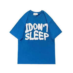 T-shirt Streetwear Vintage Délavé en Coton Lourd, Coupe Oversize, Impression Gonflée Personnalisée, Manches Courtes pour Homme - Product Image 1